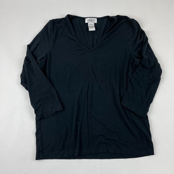 Jones New York Sport Sweater Womens Medium Vneck Black Long Sleeve - Picture 1 of 8